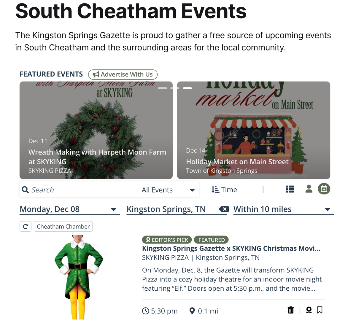 Gazette launches new South Cheatham community events calendar